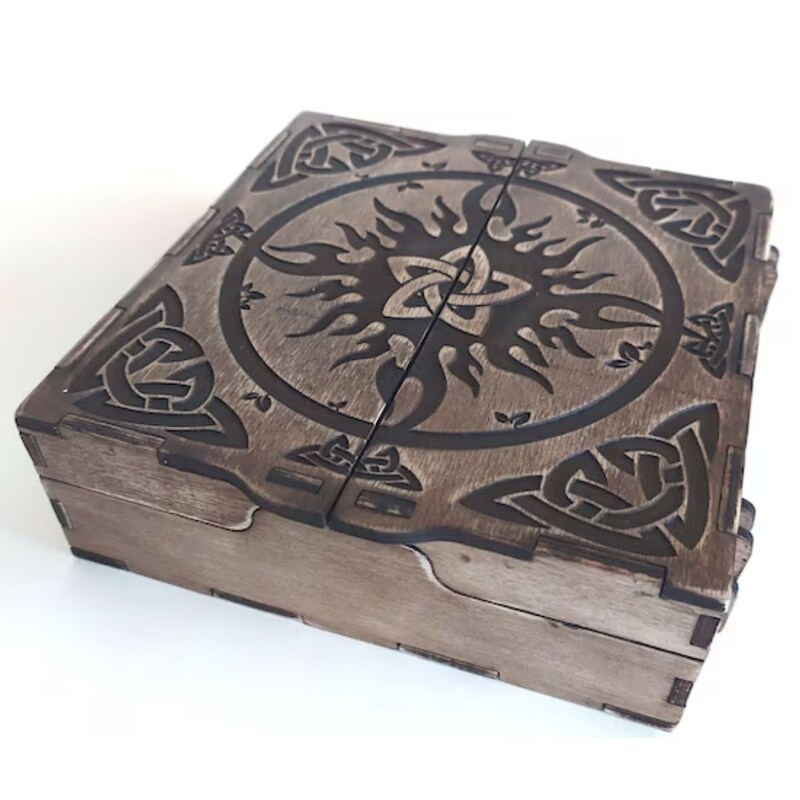 Urbalabs Wooden Magic Box Jewelry Box Dice Game Card Box Vintage Style Wood Jewelry Boxes Organizers Treasure Chest Medieval Box Handmade